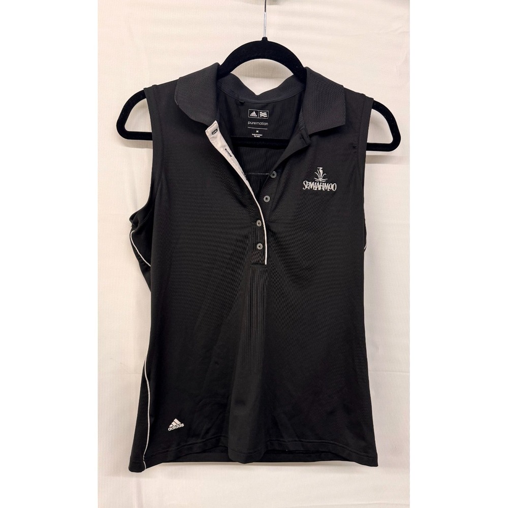 Adidas Golf Sleeveless Polo Women's M Black Semiahmoo Country Club